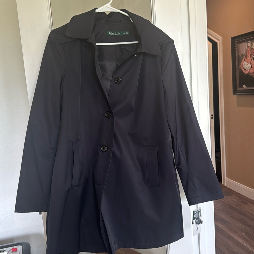 Lauren by Ralph Lauren P XL Dark Navy Dress Jacket with removable hoodie. NWT